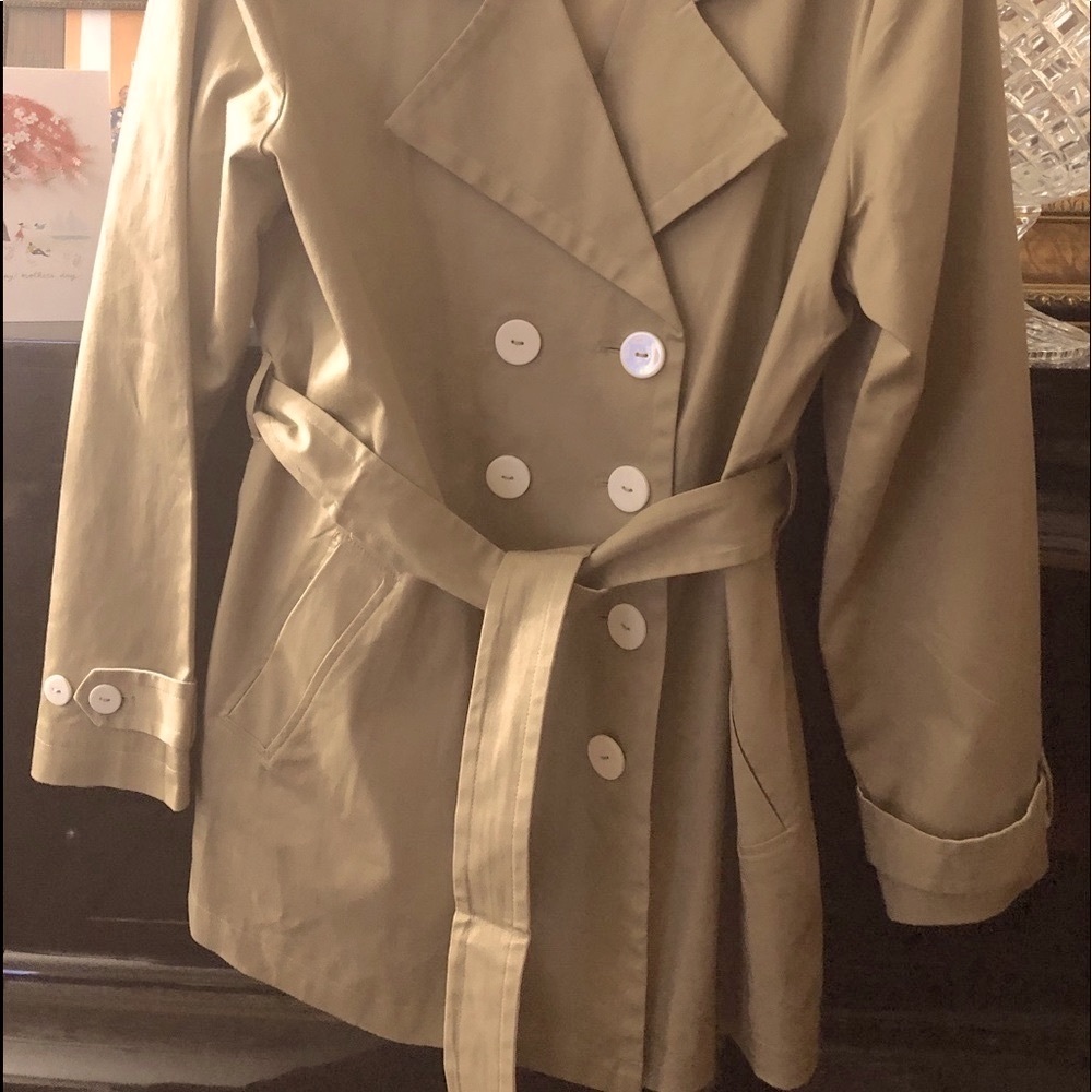 COPY - VINTAGE Linea by Louis Dell'Olio Trench Coat Women's L Tan Beige Brown - Picture 5 of 15